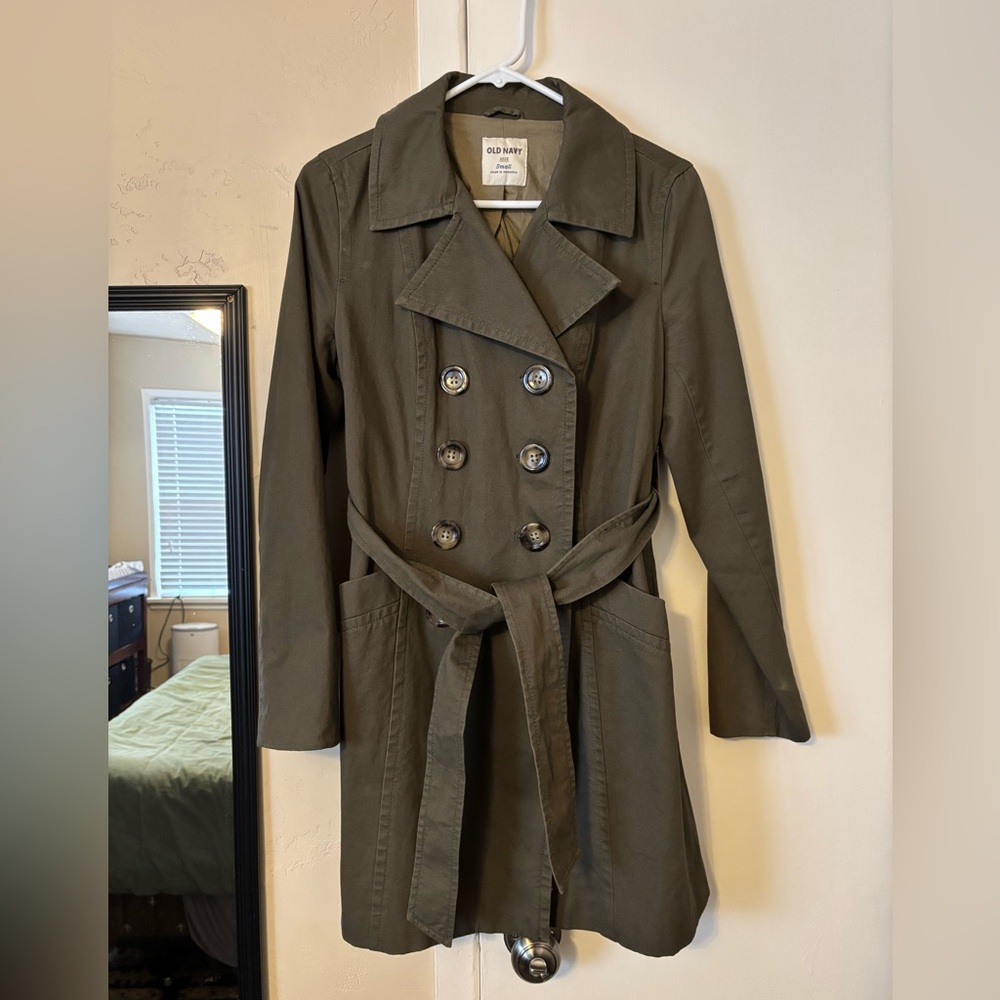 Army Green Double-Breasted Trench Coat